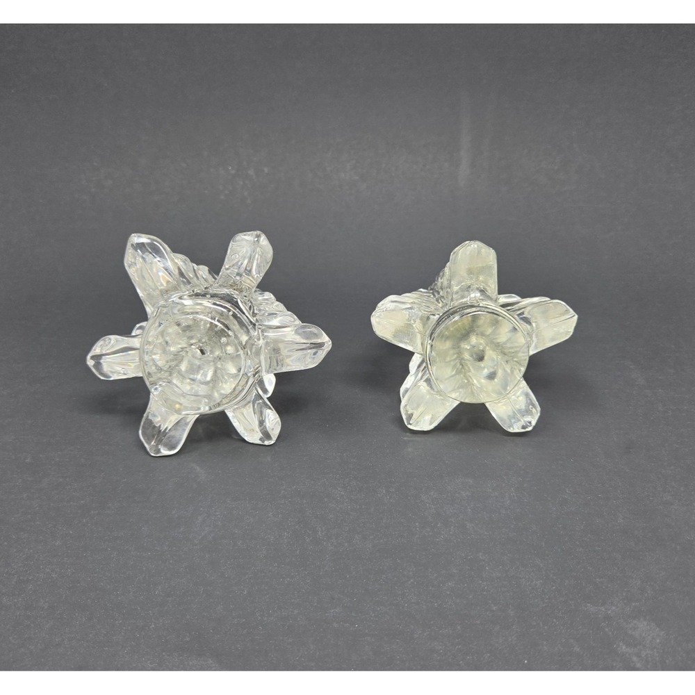 Set of 2 VTG Clear Art Glass Christmas Tree Figurines Holiday Decor 5.5" and 6" - Picture 6 of 12